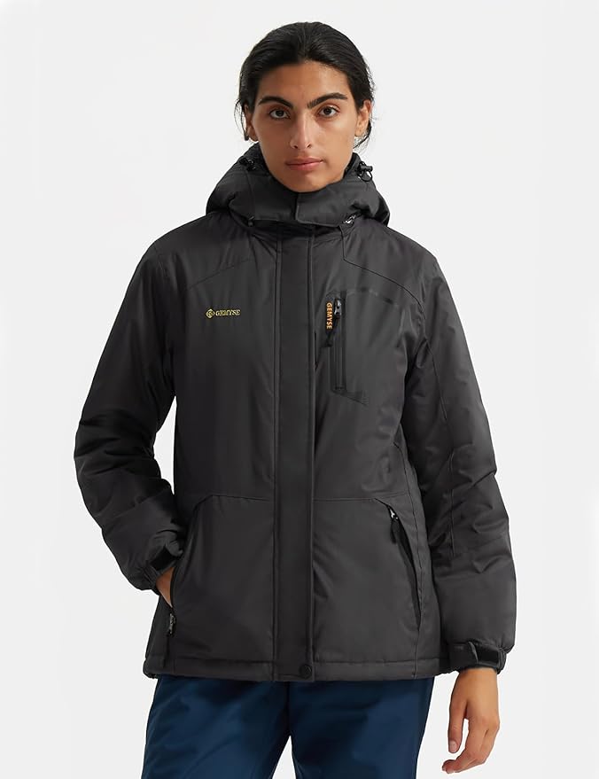 GEMYSE Women's Ski Snow Jacket Warm Winter Waterproof Coat Snowboard Rain Jacket Hooded Windproof Windbreaker