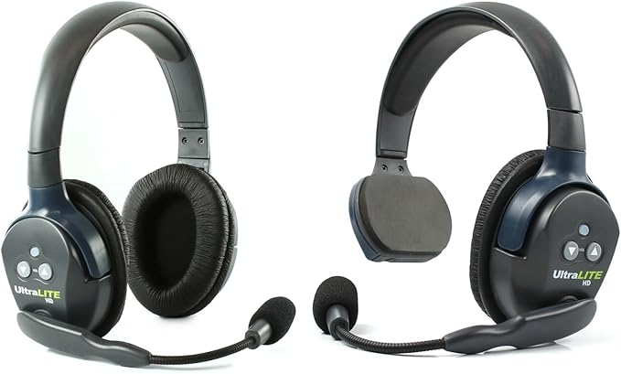 Eartec UL2SD Ultralite Full Duplex Wireless Headset Communication for 2 Users - 1 Single Ear and 1 Dual Ear Headsets with SolidSignal Cleaning Wipes Bundle