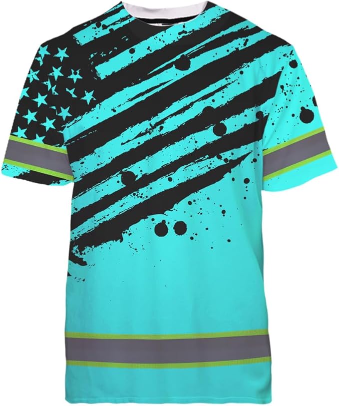 Maddly High Visibility US Flag Collection Safety Workwear Custom Name for Workers, Runners, Truckers, Patriotic