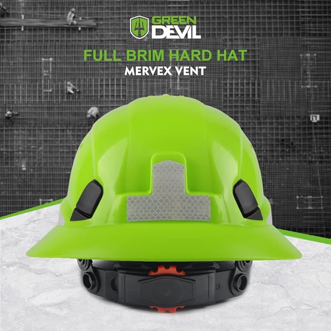 Full Brim Hard Hat Vented Construction Safety Helmet OSHA Approved Cascos De Construccion Work Hardhats with Cooling Towel for Men&Women 6 Point Adjustable Ratchet Suspension