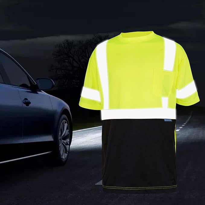 Safety Shirt short Sleeve High Visibility Reflective Breathable T Shirt for Work Warehouse Construction Class 3