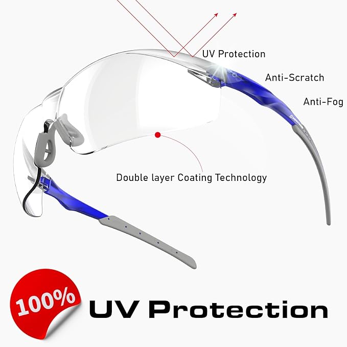 Pickleball Safety Glasses – Fit-Enhanced ANSI Z87.1, Anti-Fog, UV & Impact Resistant Eyewear for Sports, Work & Shooting – No-Slip Grip – 1 Pack