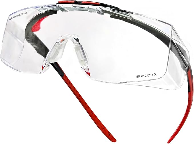 HUNTERSKY ANSI Z87 Anti Fog Lab Safety Glasses Fit Over Eyeglasses Up to 1.88 inch 100% UV Protective Goggles