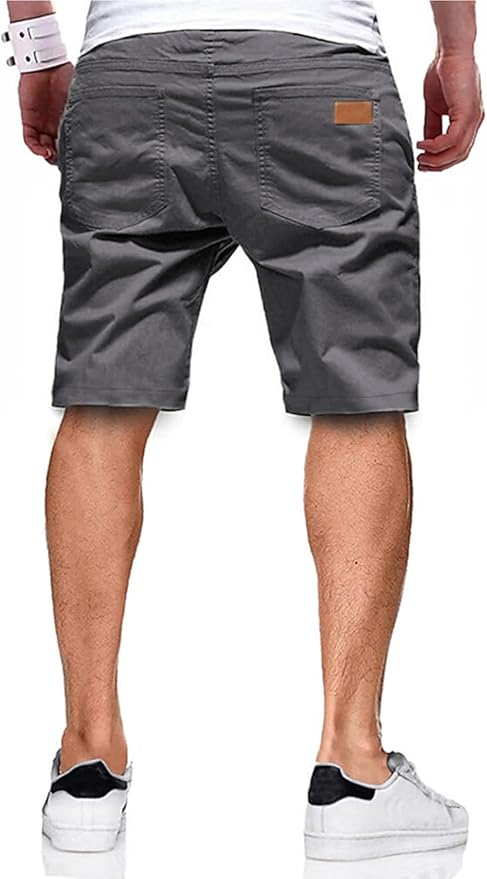 JMIERR Mens Casual Shorts - Cotton Drawstring Summer Beach Stretch Twill Chino Golf Shorts