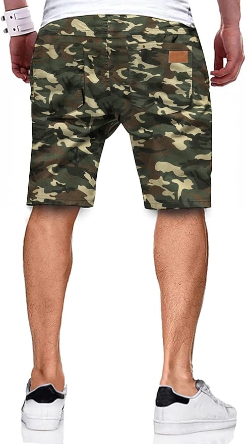 JMIERR Mens Casual Shorts - Cotton Drawstring Summer Beach Stretch Twill Chino Golf Shorts