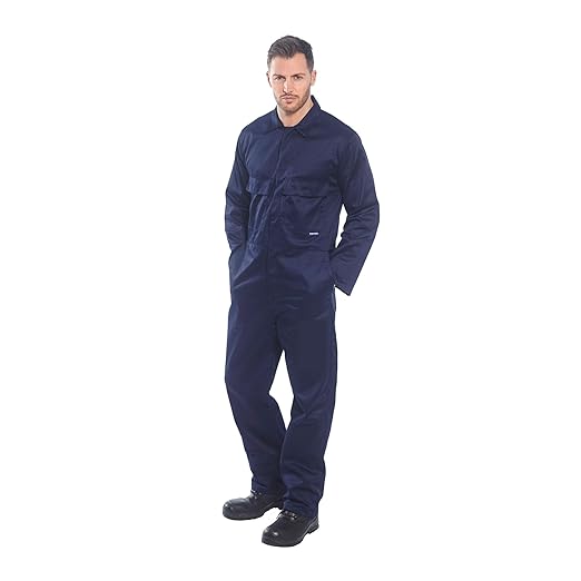 Portwest S999 Men's Euro Workwear Polycotton Coverall Boiler Suit Overall Navy Tall, Medium