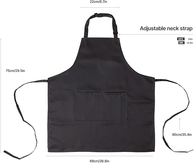 Kitchen Bib Apron for Women Men with Pockets Chef Art Aprons for Cooking Painting Pottery Ceramics