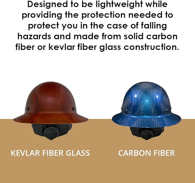 AFP Fiber Full Brim Hard Hat | 6 Point Ratchet Suspension | OSHA & ANSI Rated