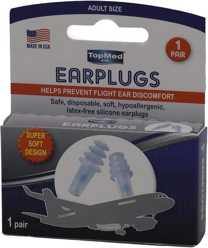 Ear Plugs Super Soft Comfortable, Helps Prevent Flight Ear Discomfort Safe Disposable Soft Latex Free Silicone Earplugs (Adult)