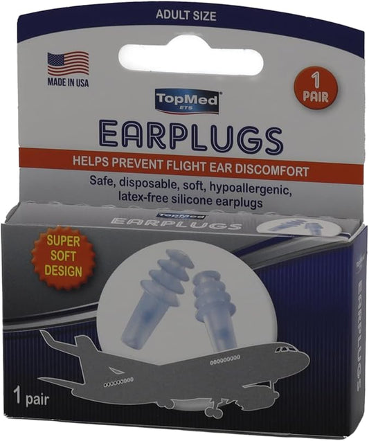 Ear Plugs Super Soft Comfortable, Helps Prevent Flight Ear Discomfort Safe Disposable Soft Latex Free Silicone Earplugs (Adult)