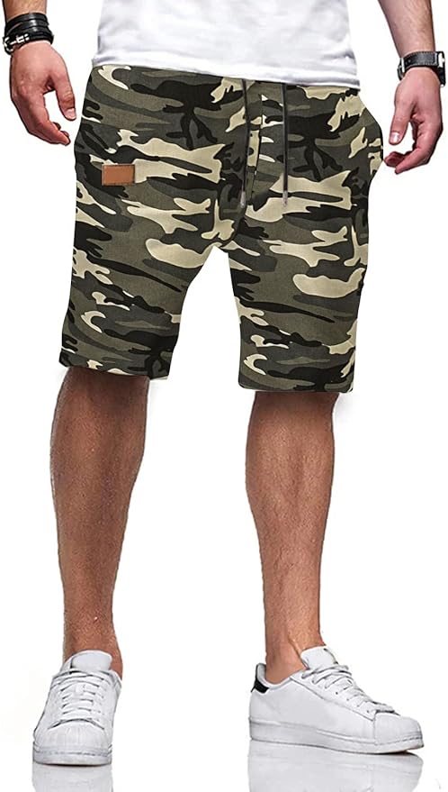 JMIERR Mens Casual Shorts - Cotton Drawstring Summer Beach Stretch Twill Chino Golf Shorts