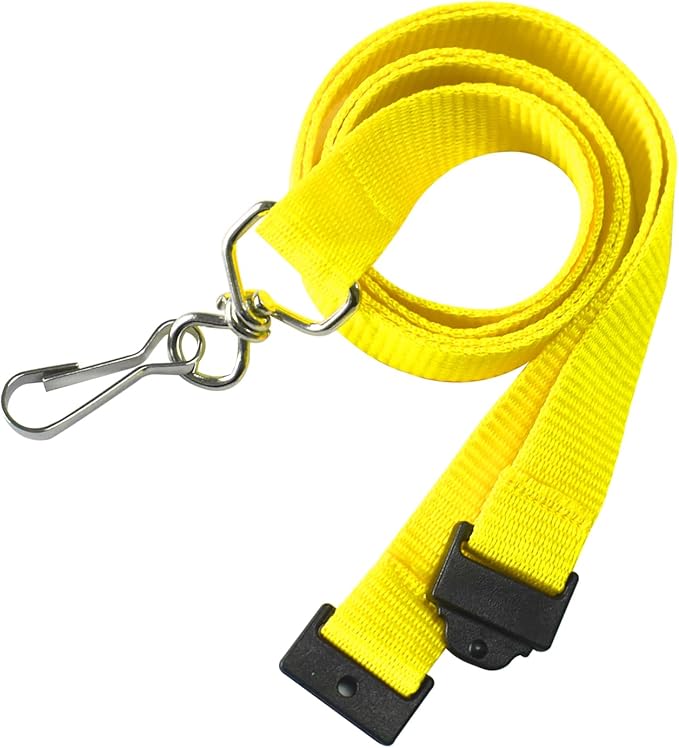 66 Pcs Breakaway Lanyards with Swivel J Hook Premium Bulk Flat Safety Lanyards for ID Badges, Schools, Students, Coaches, Festivals, Volunteers and Team Activities (Yellow)