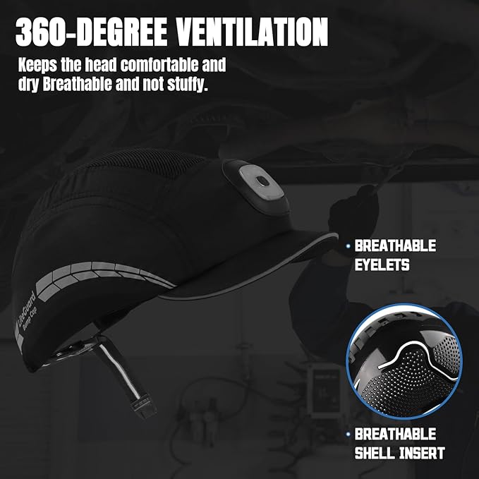 Lightweight Bump Cap with Reflective Stripes, Breathable Baseball Cap Style, Head Protection Hard Hat for Men Women