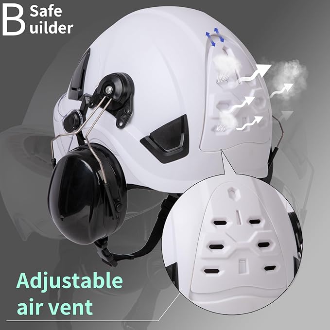 SRSAFETY Full Brim Hard Hat Carbon Fiber Design 6 Point Adjustable Ratchet Suspension OSHA Approved ABS Work Helmet for Men&Women ANSI Z89.1 Type I Class C