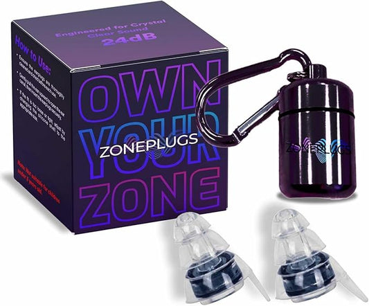 High Fidelity Earplugs-2 Pairs Reusable Noise Reduction Hearing Protection Ear-Plugs with Carrying Case for Concerts, Festivals, Raves, Musicians, Live Music, Sporting Events- Black
