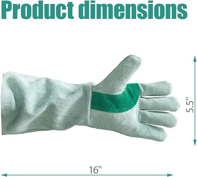 Welding Gloves 16 Inches,Heat Resistant Oven Mitts, 932℉ - Fireproof Leather Work Gloves for bbq/Grill, Baking,Furnace,Stove,Pot Holder,Fireplace, Animal Handling, welding accessories.