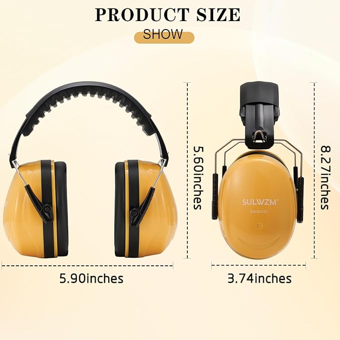 Hearing Protection Ear Muffs,NRR 28db Noise Cancelling for Shooting, Mowing, Construction,Yellow