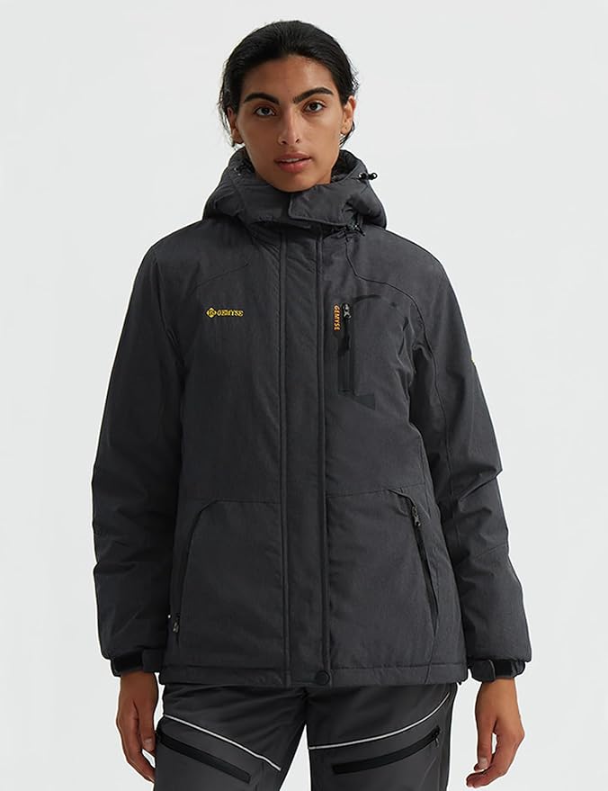 GEMYSE Women's Ski Snow Jacket Warm Winter Waterproof Coat Snowboard Rain Jacket Hooded Windproof Windbreaker