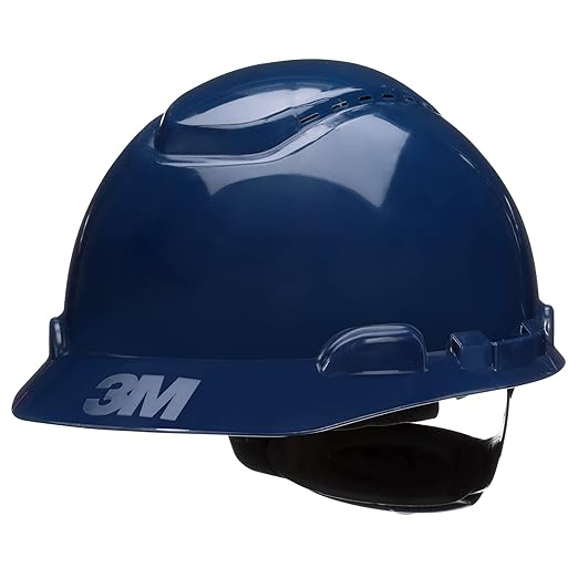 3M Hard Hat SecureFit H-710SFV-UV, Navy Blue, Vented Cap Style Safety Helmet with Uvicator Sensor, 4-Point Pressure Diffusion Ratchet Suspension, ANSI Z87.1