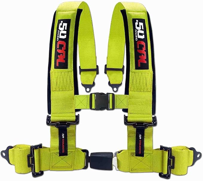 Yellow 4 Point Harness for Bucket Seat, Push Button Release, 10 Colorn Options, Racing Harness, Race Car, Off Road Vehicle, UTV, RZR (1 Unit) [6038]