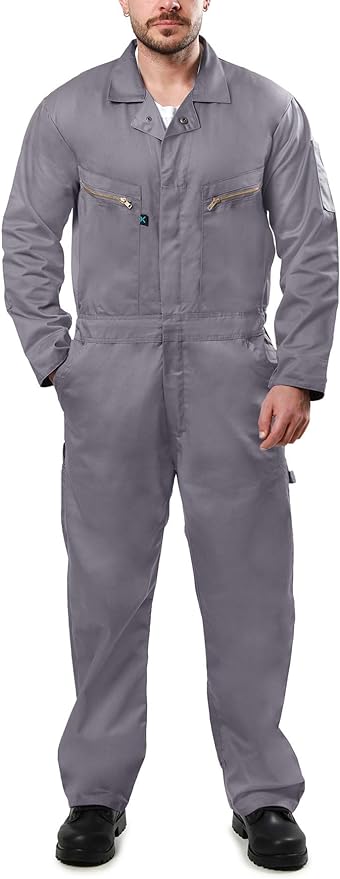 Kolossus Pro-Utility Cotton Blend Long Sleeve Coverall with Zippered Frontal Pockets