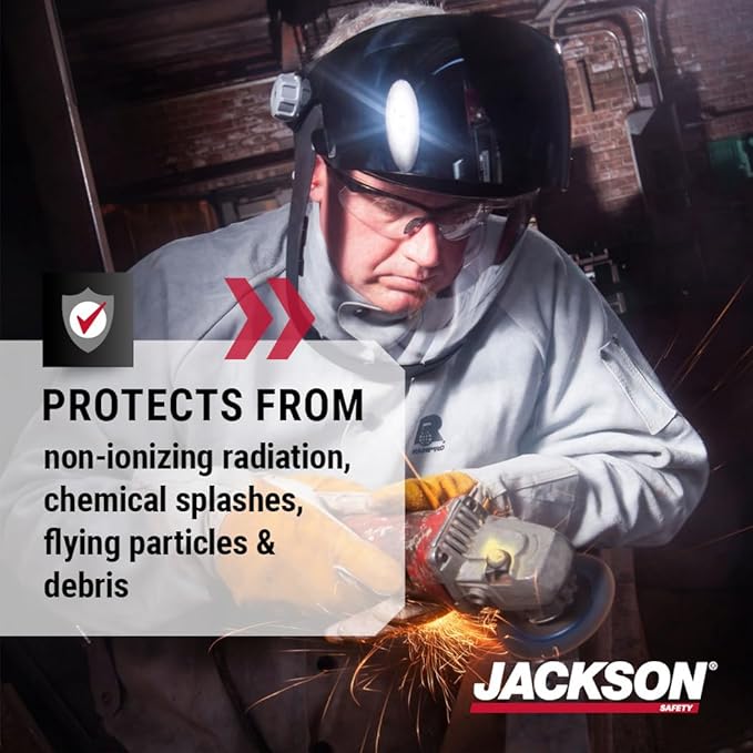Jackson Safety QUAD 500 Face Shield - Anti-Fog Window with Chin Guard - ANSI Z87.1 & OSHA - (Multiple Styles & Headgears)
