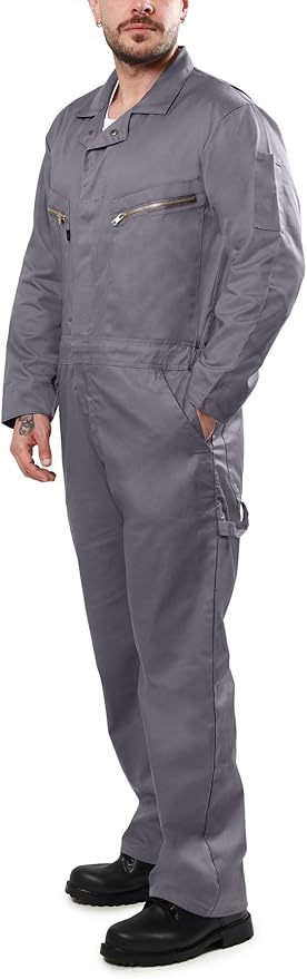 Kolossus Pro-Utility Cotton Blend Long Sleeve Coverall with Zippered Frontal Pockets