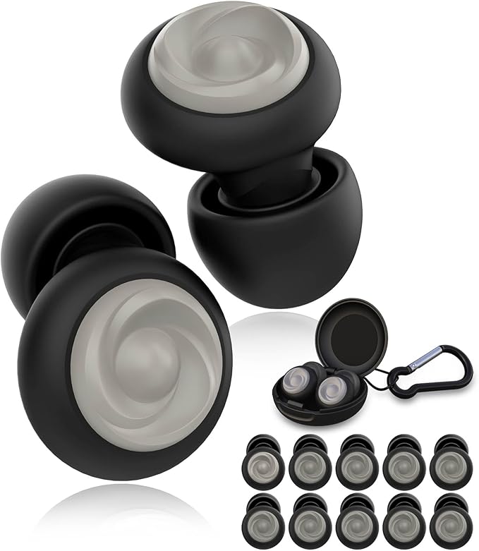 5 Pairs Ear Plugs for Sleeping Noise Reduction,Beinkap Reusable Earplugs Hearing Protection for Focus, Noise Sensitivity,Study,Work,Snoring,Motorcycle,Concert,Airplanes,24dB-33dB（Black）