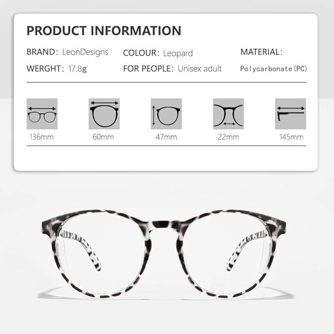 Anti Fog Safety Glasses Blue Light UV Blocking Goggles for women men (Round w+h)