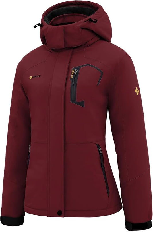 GEMYSE Women's Ski Snow Jacket Warm Winter Waterproof Coat Snowboard Rain Jacket Hooded Windproof Windbreaker