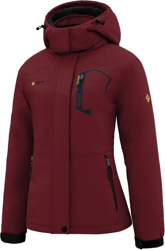 GEMYSE Women's Ski Snow Jacket Warm Winter Waterproof Coat Snowboard Rain Jacket Hooded Windproof Windbreaker