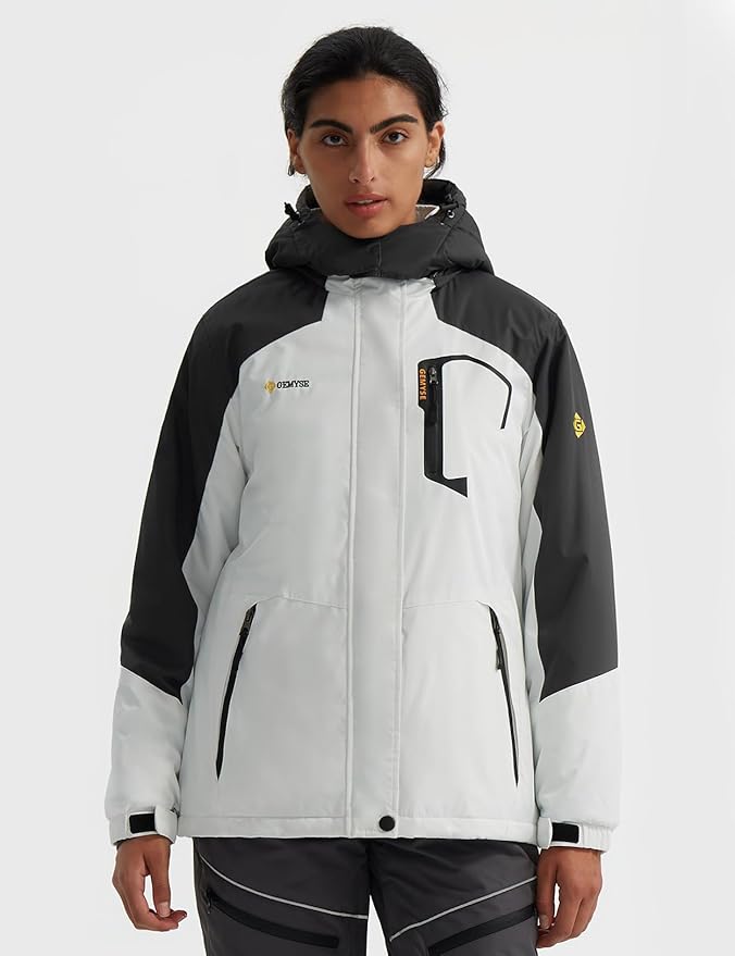 GEMYSE Women's Ski Snow Jacket Warm Winter Waterproof Coat Snowboard Rain Jacket Hooded Windproof Windbreaker