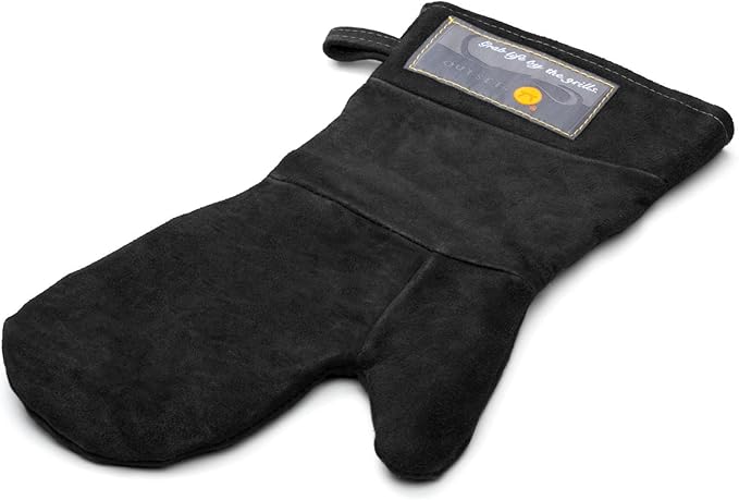 Outset Black Leather Grill Mitt 8.5” x 17”