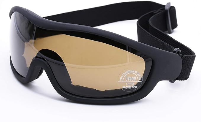 Viriber Motorcycle Goggles - UV Protective Outdoor Dust-proof Combat Goggles, Military Sunglasses, Tea