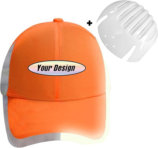 Customizable Safety Bump Cap Baseball Cap Style Hard Hats for Men&Women Lightweight Safety Hat with Reflective Stripes,Oval