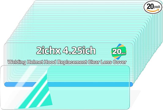 clear welding lens 2x4.25 - Premium 0.04" Thick lens -20 Pcs, for Standard Helmets 2x4 clear welding lens Replacement
