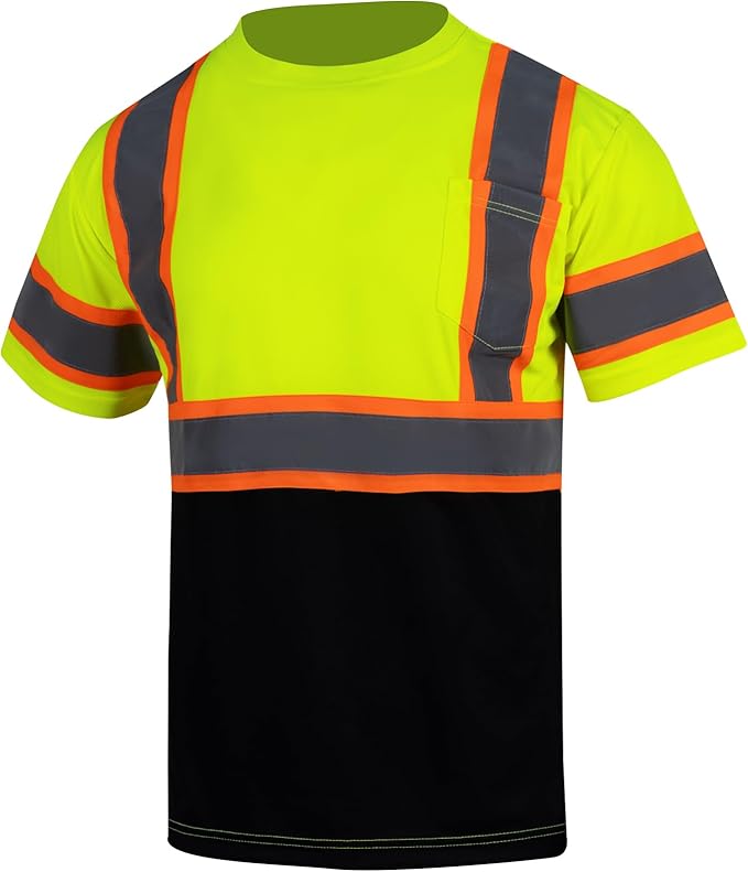 VENDACE Hi Vis Reflective Safety Shirts for Men ANSI Class 3 High Visibility Construction Work T Shirt(Yellow,2XL)