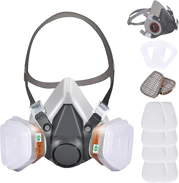 Respirator Mask with Filters, Welding Respirator Paint Mask Reusable Gas Mask Full Face Respirator