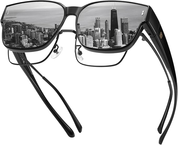 DUCO Fit Over Sunglasses for Men Women Wear Over Glasses Retro Wrap Around Polarized Sun Glasses UV400 Protection DC8981