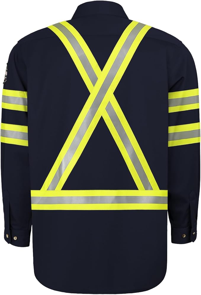 Welding Shirts for Men 7.5oz FR Shirts, 100% C High Visibility Flame Resistant Work Shirt, Men's Fire Retardant Welding Shirt, Durable FR Clothing for Men, Meets NFPA2112, Navy-ZRWD M