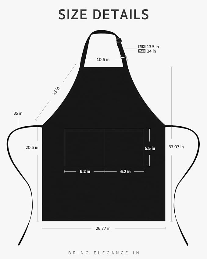 Syntus Chef Apron for Men Women Kitchen Cooking Apron with Pockets, Adjustable Bib Aprons Stain Resistant, 1 Pack