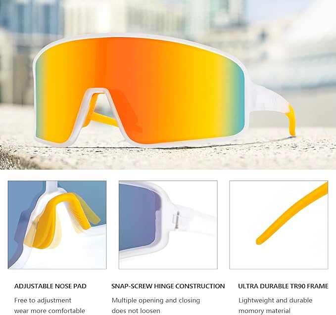 MAXJULI Polarized Sunglasses for Men Women, Windproof Outdoor Sports Cycling Running UV400 Protection Sun Glasses 8121