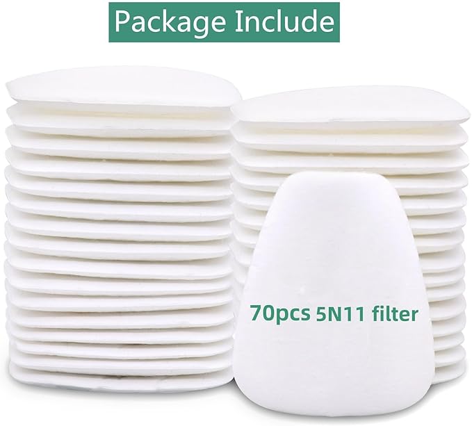 70PCS 5N11 Respirator Filter - 5N11 Filter Cotton for 6200, 6502, 7502, 6800 Series Respirator Mask, Respirator Filter