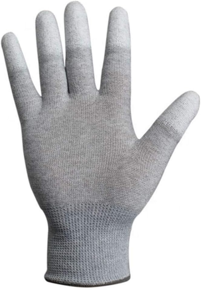 VIPER 10 Pairs Anti Static Gloves, Coated Fingertip Grey Carbon Fibers,13G ESD Safety Work Gloves