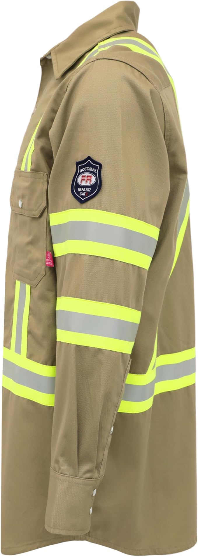 BOCOMAL FR Shirts High Visibility/Hi Vis Flame Resistant/Fire Retardant Shirt 7.5oz Men's Reflective Shirts