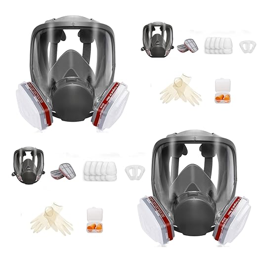 2 Sets Full Face Reusable Respirаtor Mask - Organic Gas Chemical Respirator w/Extra Filters for Paint Sprayer, Woodworking, Painting, Machine Polishing, Welding, Epoxy Resin and Other Work Protection