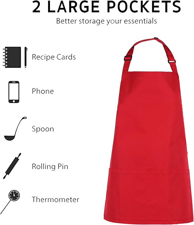Short Bib chef Apron - Waterdrop Resistant Aprons with Buckle Pockets Cooking Kitchen, Aprons for Men and Women