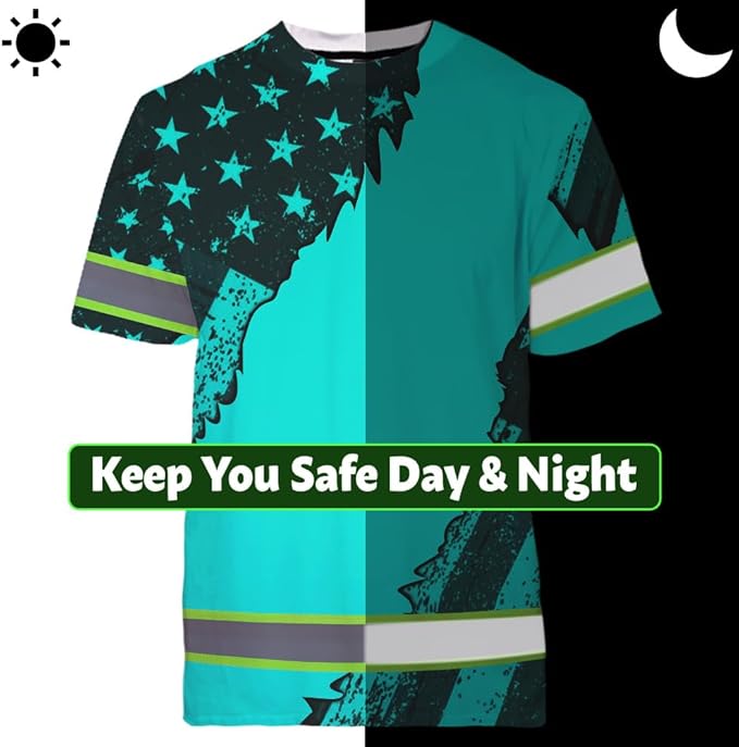 Maddly High Visibility US Flag Collection Safety Workwear Custom Name for Workers, Runners, Truckers, Patriotic