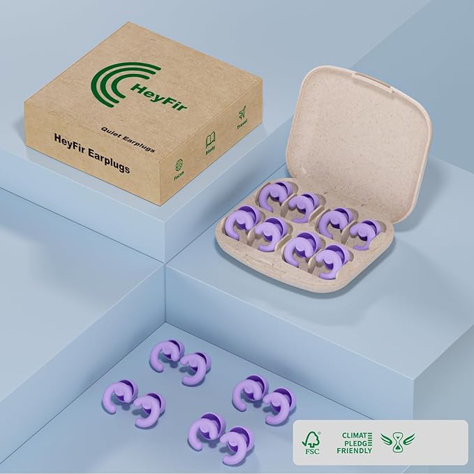 Ultra-Soft Noise Cancelling Ear Plugs, Reusable Silicone for Sleep Concerts Travel Office,33dB (NRR),Ergonomic Integrated Design Fit for Small Ear Canals Noise Sensitivity (Purple, 4 Pairs)