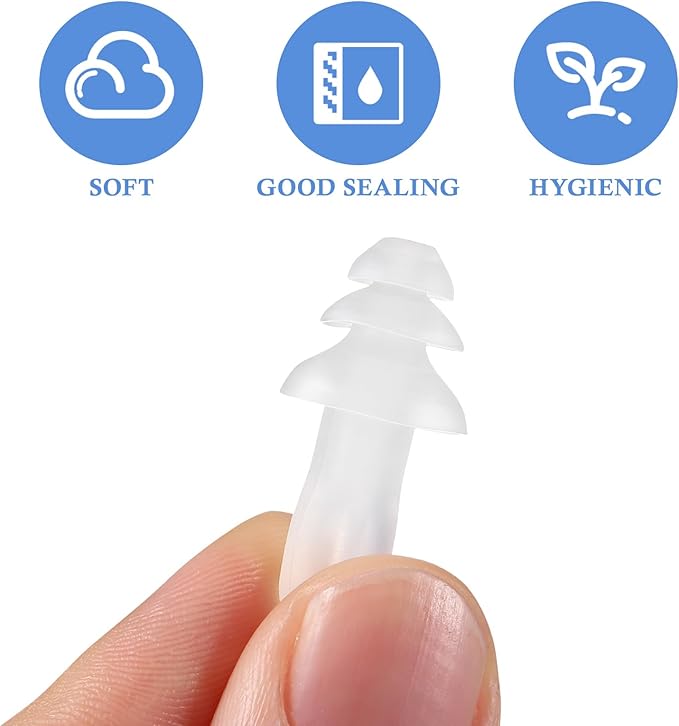SUPVOX 40pcs Silicone Earplugs Soft Ear Protection Ear Plugs Water-Proof Ear Plugs Noise Reducing Ear Plugs (Transparent)